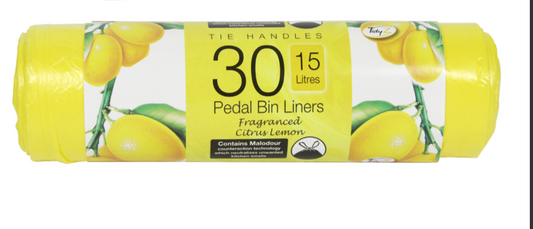 30 SACS POUBELLE À PÉDALE PARFUMÉS CITRON AGRUMES 15L