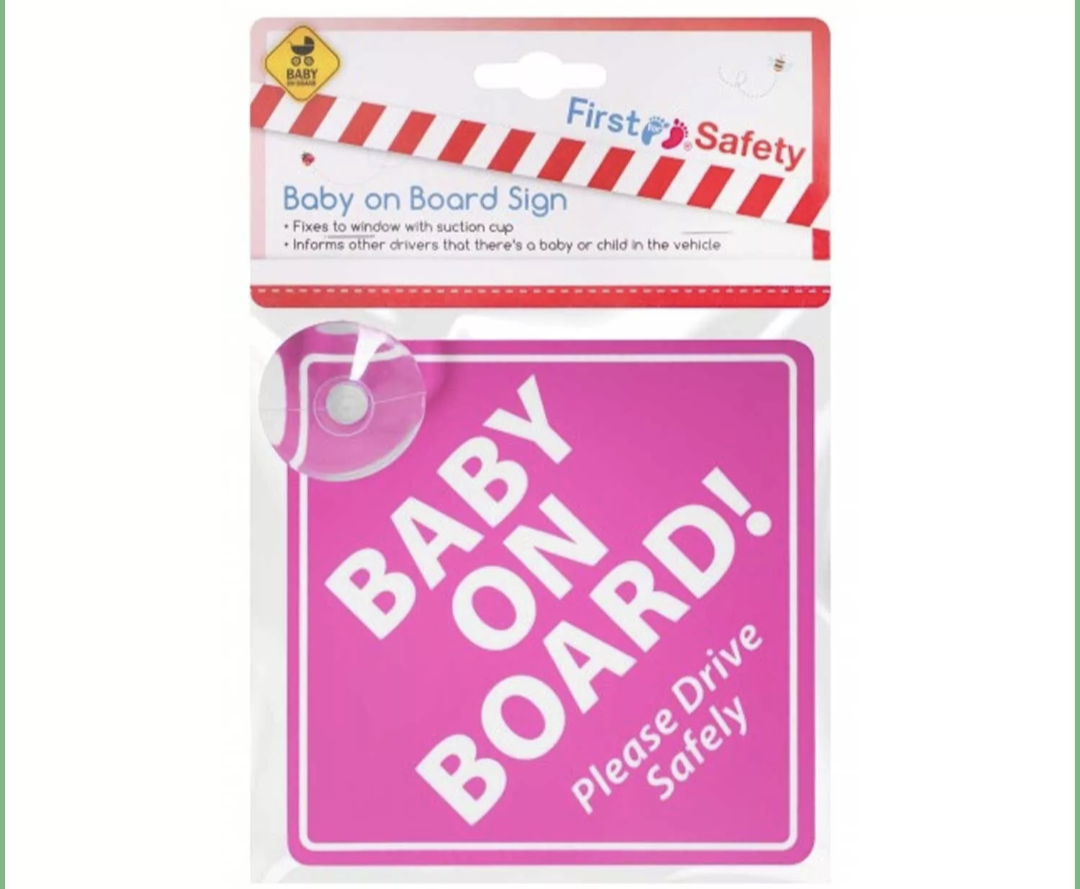 Girls Pink Baby On Board Child Safety Sign | Sticker Car Vehicle Child On Board