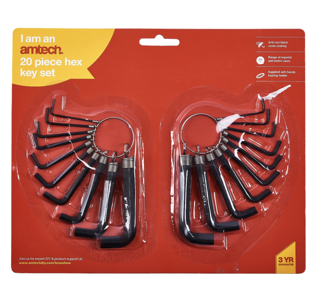AMTECH HEX KEY SET 20PCE