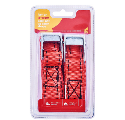 AMTEC TIE DOWN STRAPS 2.5mx25mm 2PC