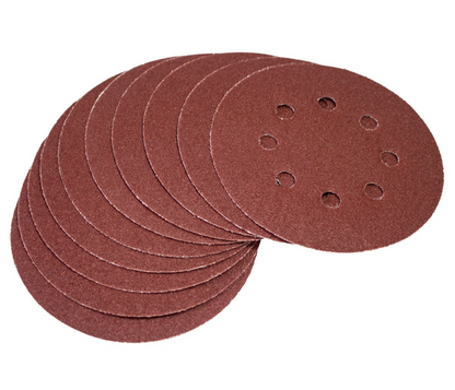 10 x P120 grit circular sanding sheets (125mm diameter)