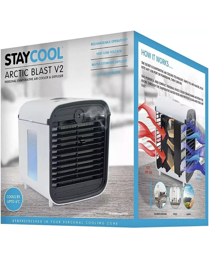 STAYCOOL Arctic Blast V2 Personal Evaporative AIR COOLER & Diffuser USB White