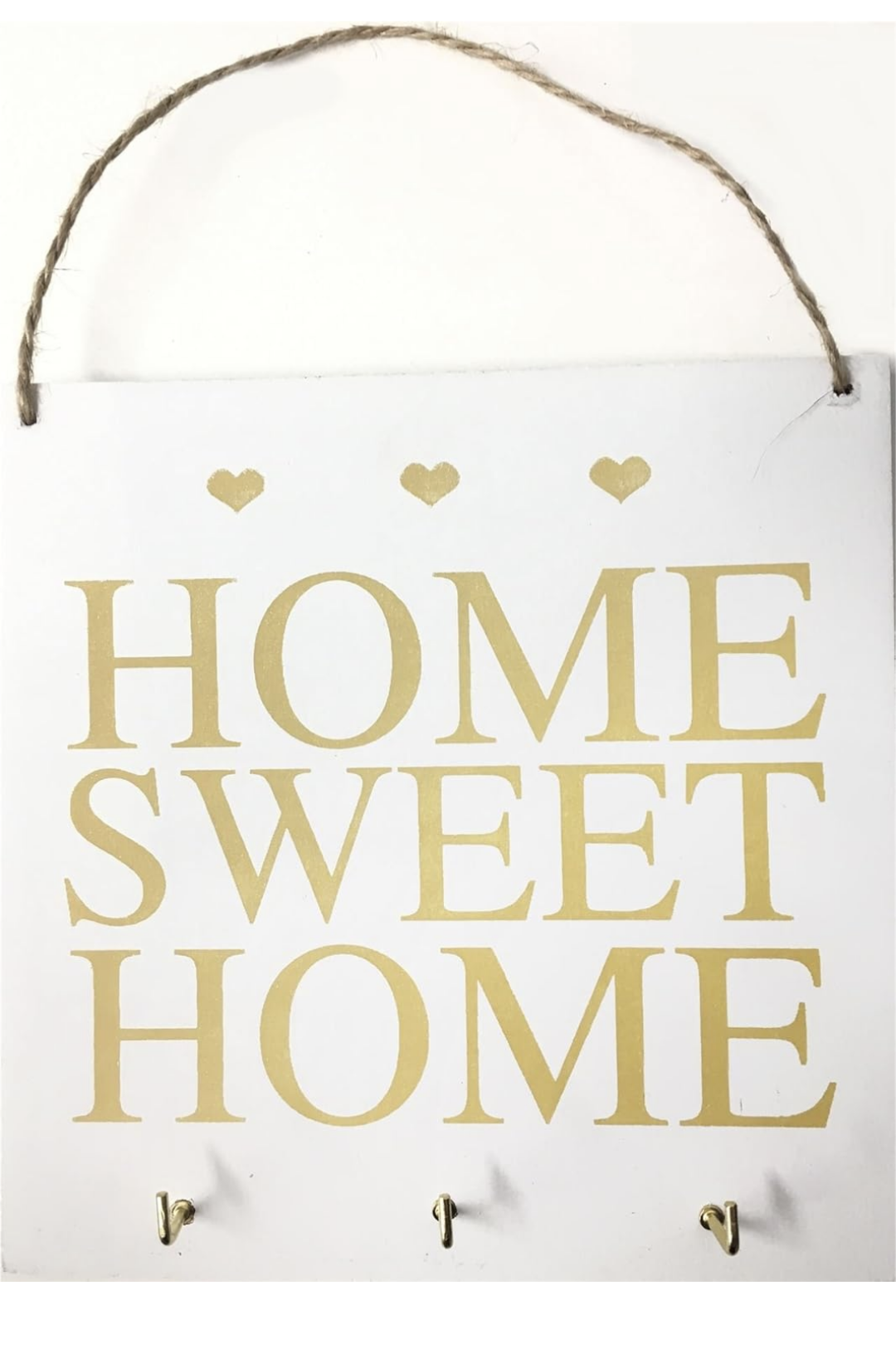 Rustic White Wooden Home Sweet Home Wall Key Hanger Hooks Plaqu