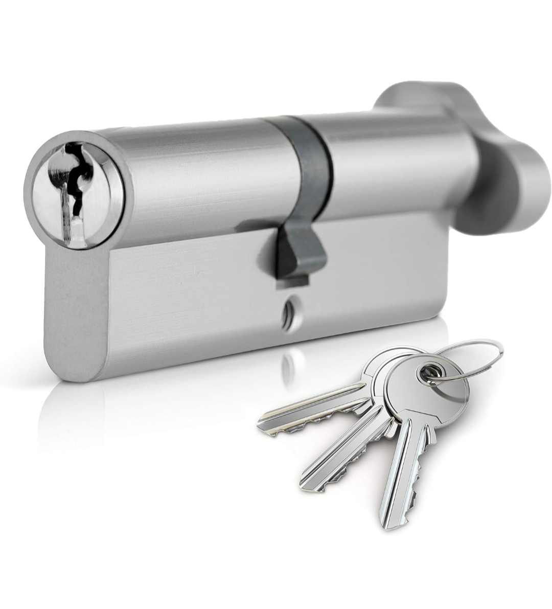 Euro Turn Cylinder 5Pin 30-30(60mm) Nickel contains Fixing Screw & 3 keys