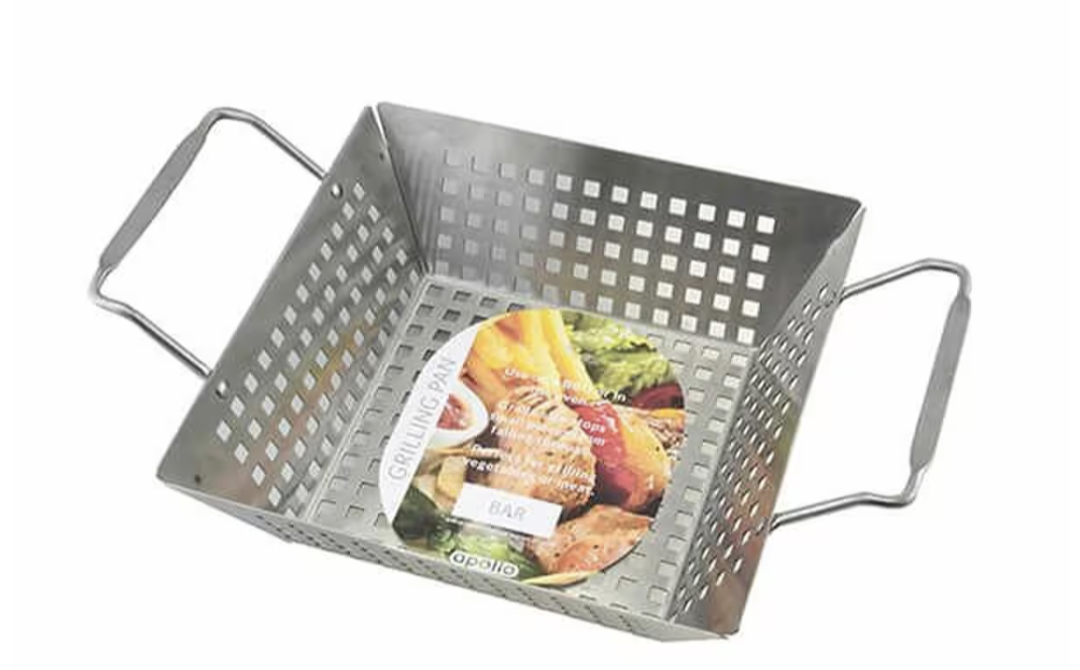 Apollo Deep BBQ Grill Pan with Perforated Holes 32 x 22 x 10 cm Stainless Steel