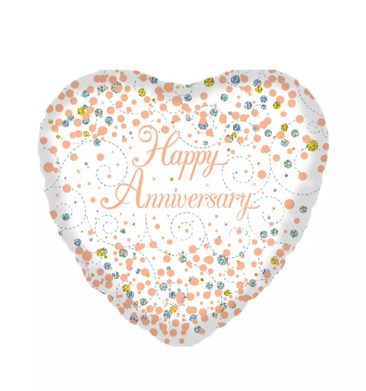 Happy Anniversary Sparkling Fizz White 18" Foil Balloon