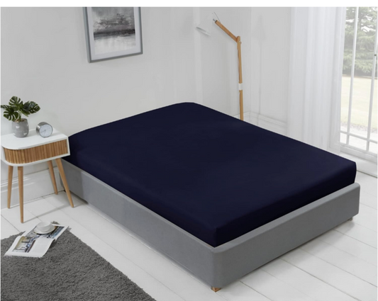 Drap-housse Lyla bleu marine - Très grand lit 152x203cm