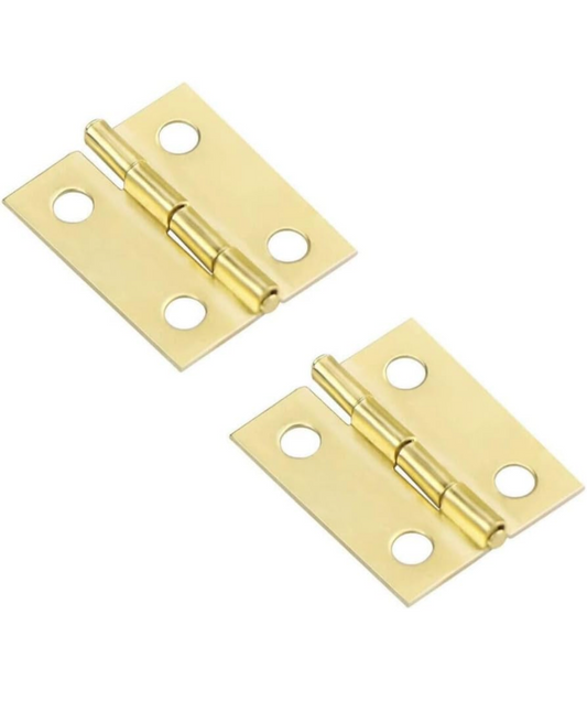 EB Steel Butt Hinge, Brass Plated, 25 mm (1 inch) - Pack of 2 Pieces With Screws