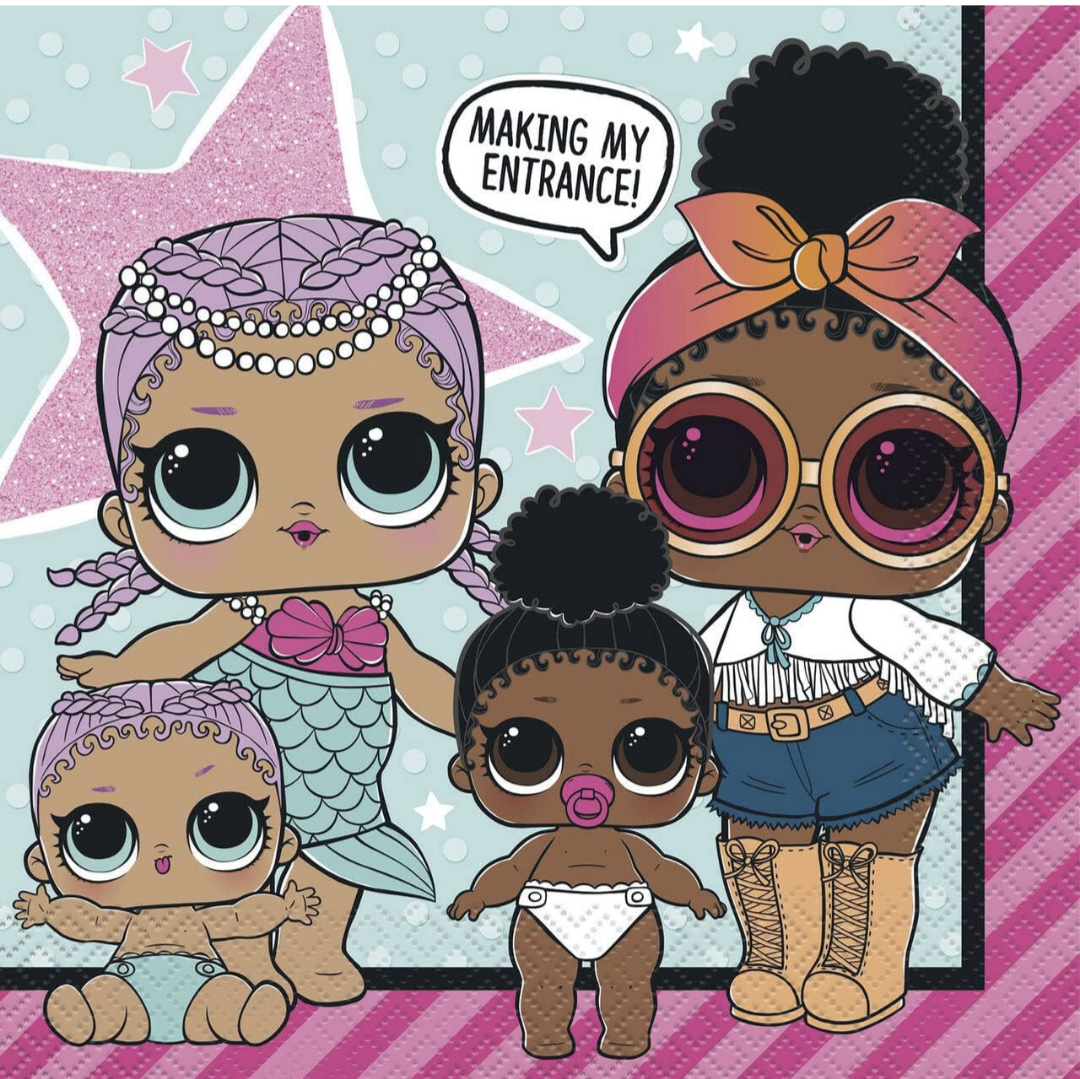 Unique Party 79112 - 6.5" LOL Surprise Paper Napkins, Pack of 16
