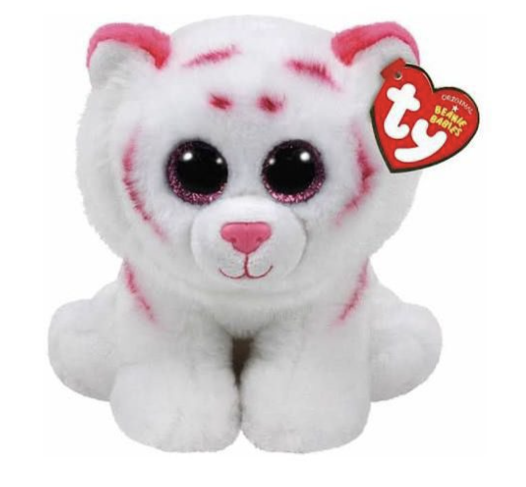 TY Tabor Pink/White Tiger Beanie Babies