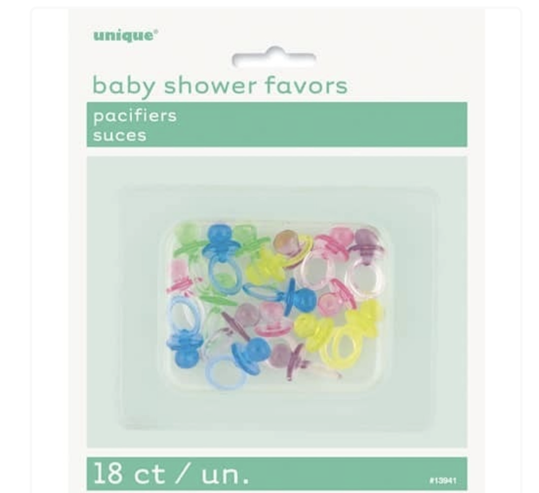 Baby Shower Assorted Crystal Pacifiers - Pack of 18