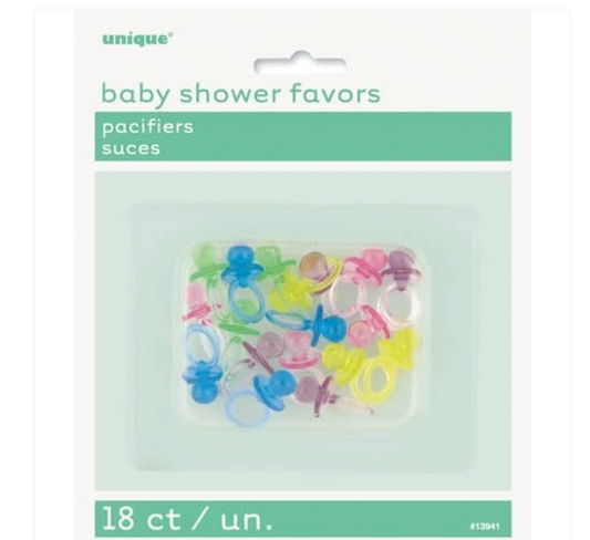 Baby Shower Assorted Crystal Pacifiers - Pack of 18