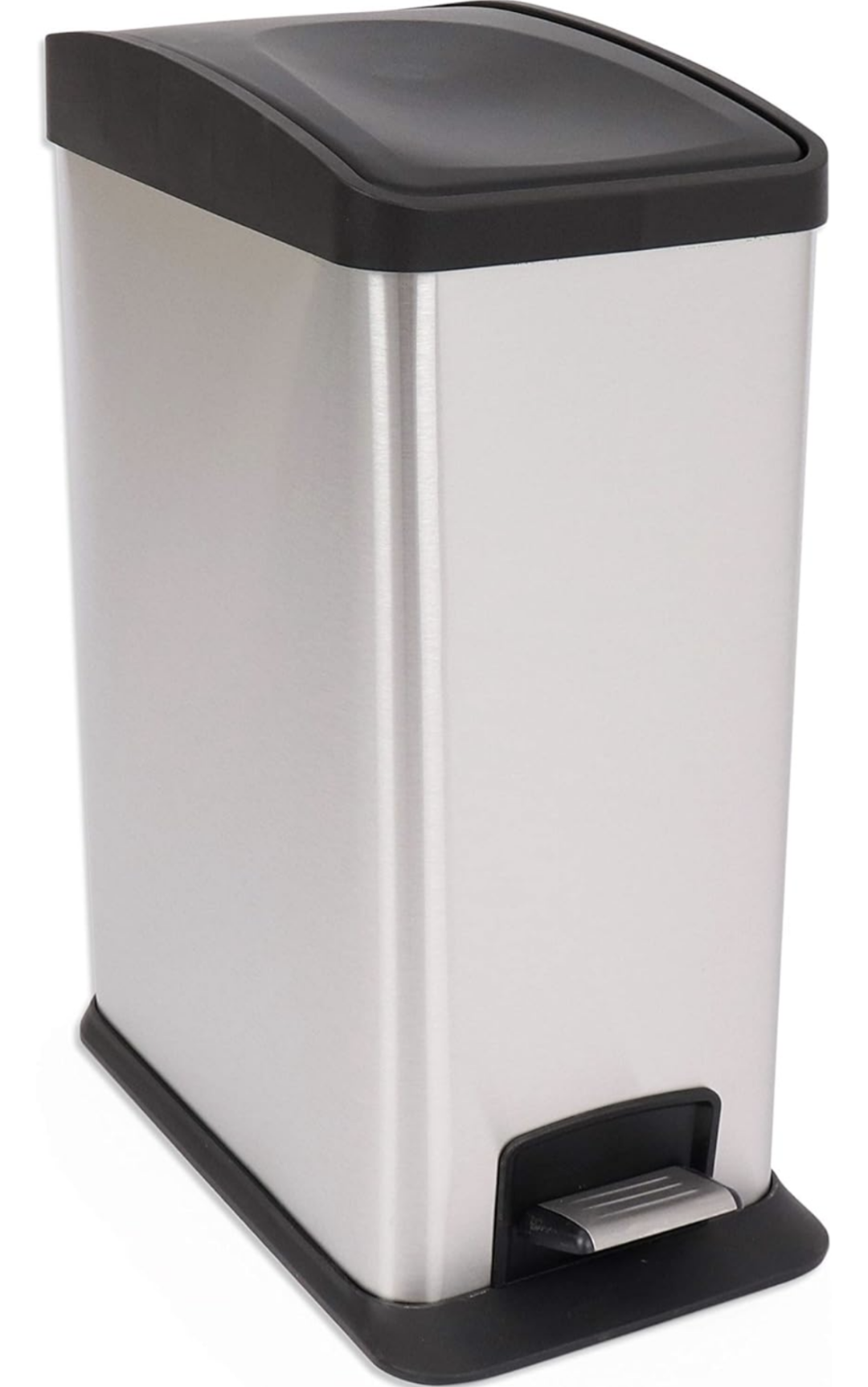 Poubelle étroite Kingfisher, argent, 12 litres, unie