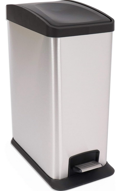 Poubelle étroite Kingfisher, argent, 12 litres, unie