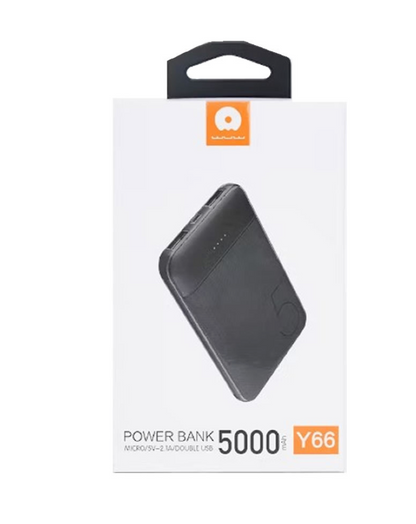Batterie Externe Wuw Y66 Noire 5000mAh 1 Entrée Micro 2 Sorties USB