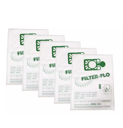 5 X NEW Compatible Numatic Henry Hetty James FILTER FLO Vacuum Hoover Bags
