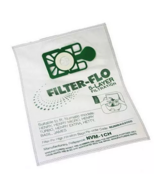 5 X NOUVEAU Sacs Aspirateur Compatible Numatic Henry Hetty James FILTER FLO