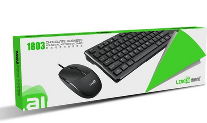 Wired Keyboard and Mouse Combo, 1803 Full Size USB Chocolate Cap Slim Mouse and Keyboard Set with Number Pad
