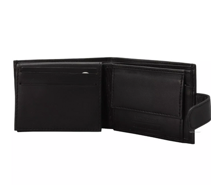 Mens Black Real Leather Wallet RFID Signal Blocker Card Holder