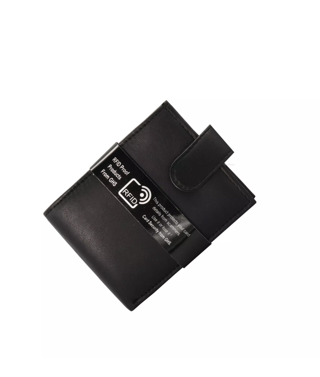 Mens Black Real Leather Wallet RFID Signal Blocker Card Holder