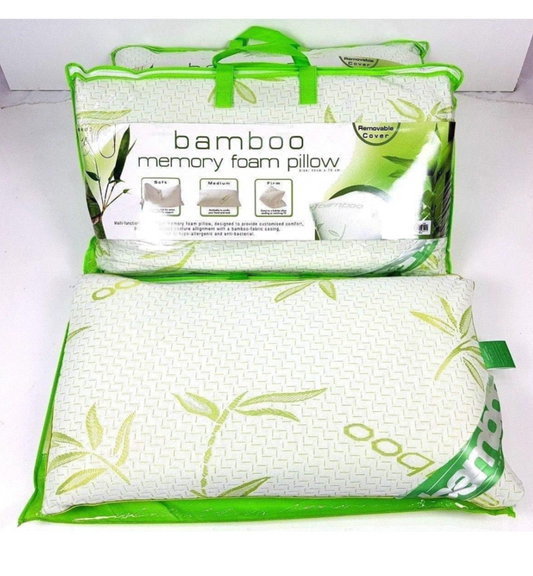 Oreiller en mousse à mémoire de forme de bambou souple_Soutien ferme pour la tête et le cou_Housse amovible