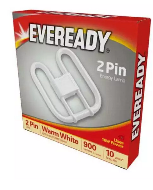 Lampe fluorescente compacte Eveready 16W 2D 2 broches 3500K blanc -