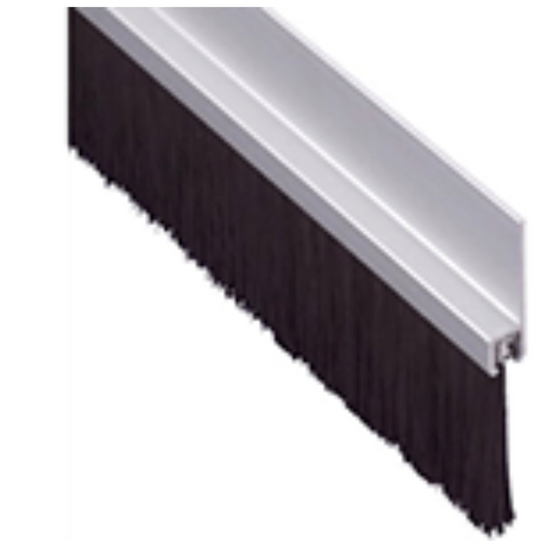 Door Bottom Brush Draught Excluders, Self Adhesive, Silver Aluminium 915mm Long With 25mm Brush Height