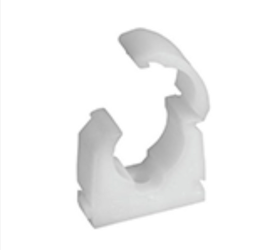 Colliers de serrage à charnière simple pour tuyau, plastique blanc 15 mm, lot de 10