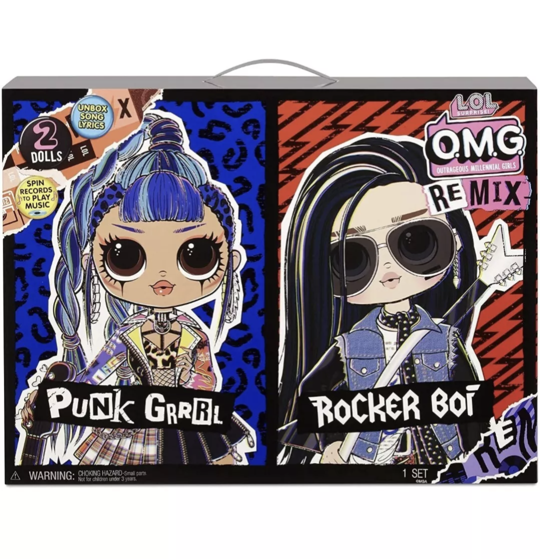 L.O.L. Surprise! OMG Remix 2-Pack Rocker Boi and Punk Grrrl Fashion Dolls NEW
