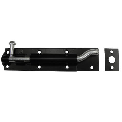 Tower Bolts, Necked, Black Japanned, Heavy Duty 150mm