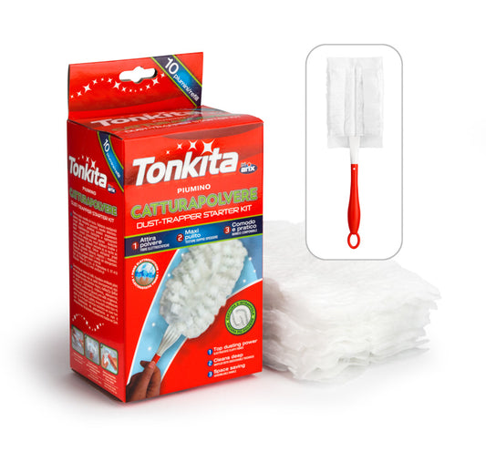 Tonkita Kit de Démarrage 10 Lingettes Attrape-Poussière + 10 Lingettes de Rechange