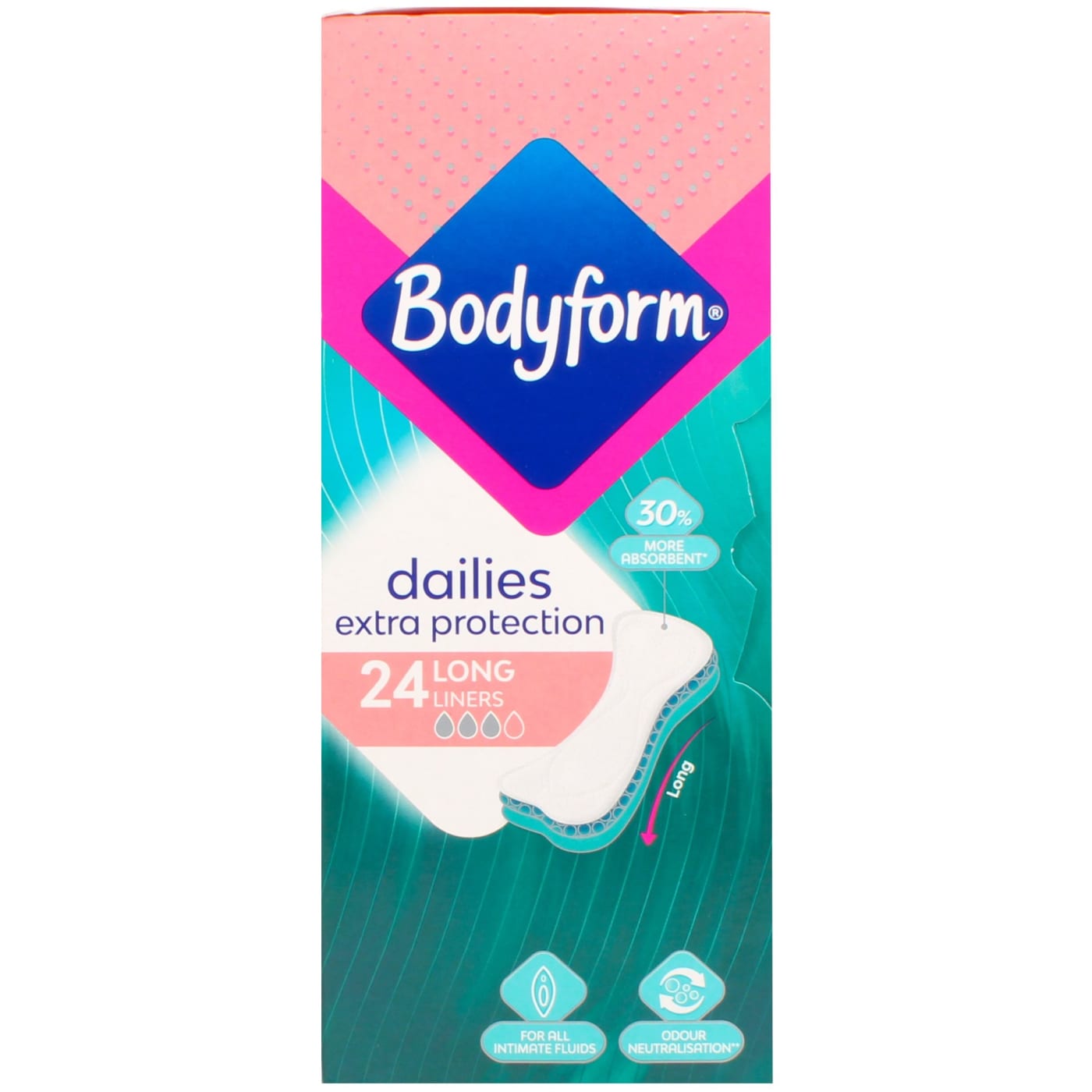 BODYFORM DAILIES LONG PANTY LINERS 24'S