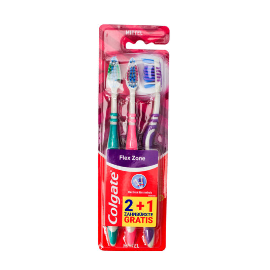 COLGATE FLEX ZONE TOOTH BRUSH MEDIUM 3PK