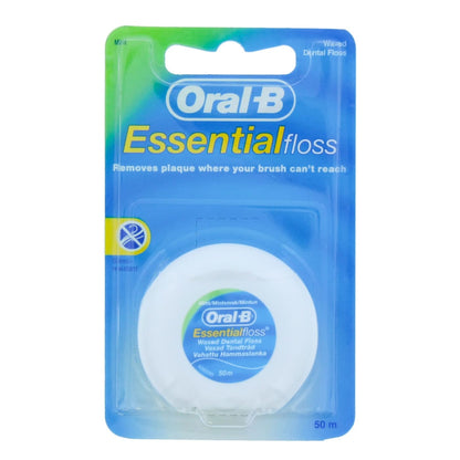 Oral-B Essential Floss - Élimine la plaque dentaire - Fil dentaire ciré - Goût menthe - 50m