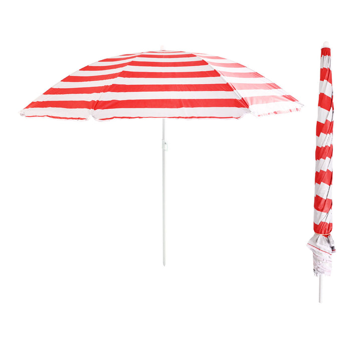 Stay Shaded in Style with our 34" Red/White UV Beach Parasol