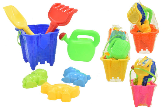 the 6" / 15cm 7pc Square Castle Bucket Set | Enhance Your Sandcastle Adventures Today!