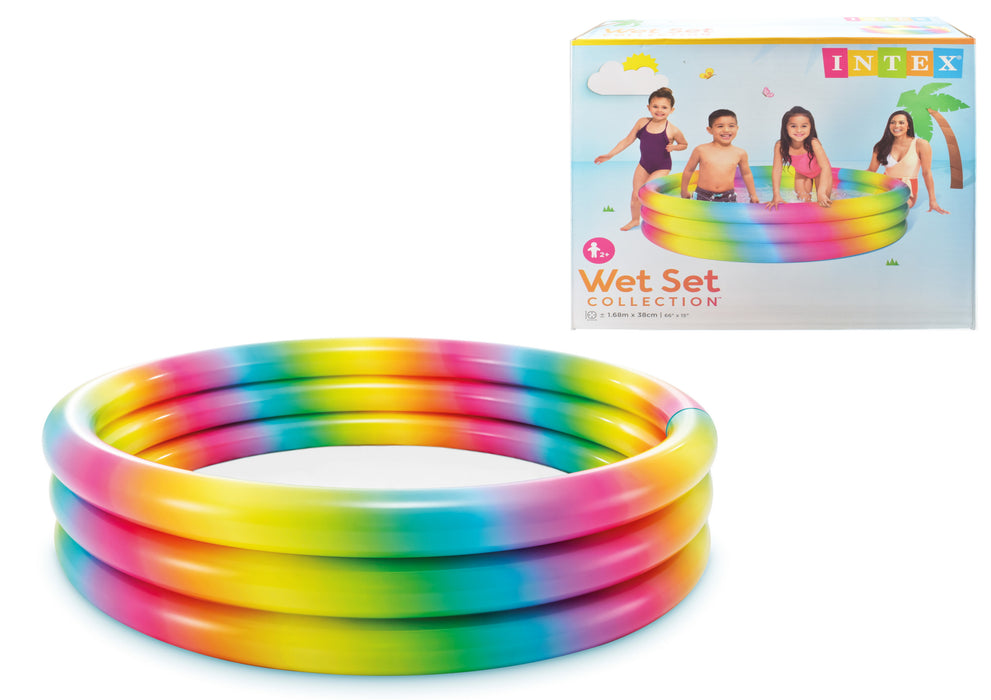Vibrant Rainbow Ombre Pool 3 Ring 66" x 15" | Perfect Summer Splash