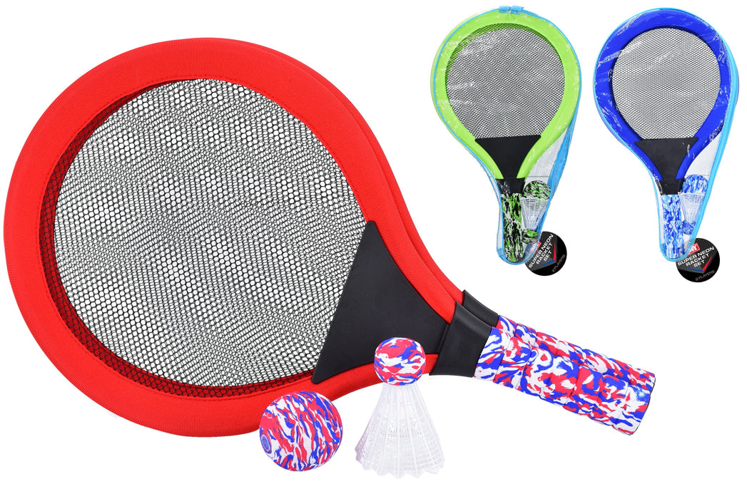 description and  5 tags for Super Neon Net Tennis Sets