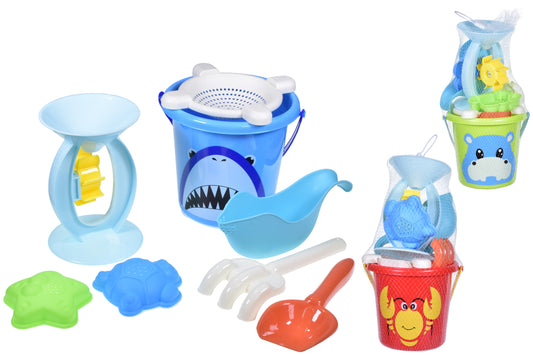 Get Ready for Fun with our 8pc Hippo Shark & Lobster Design Bucket Set