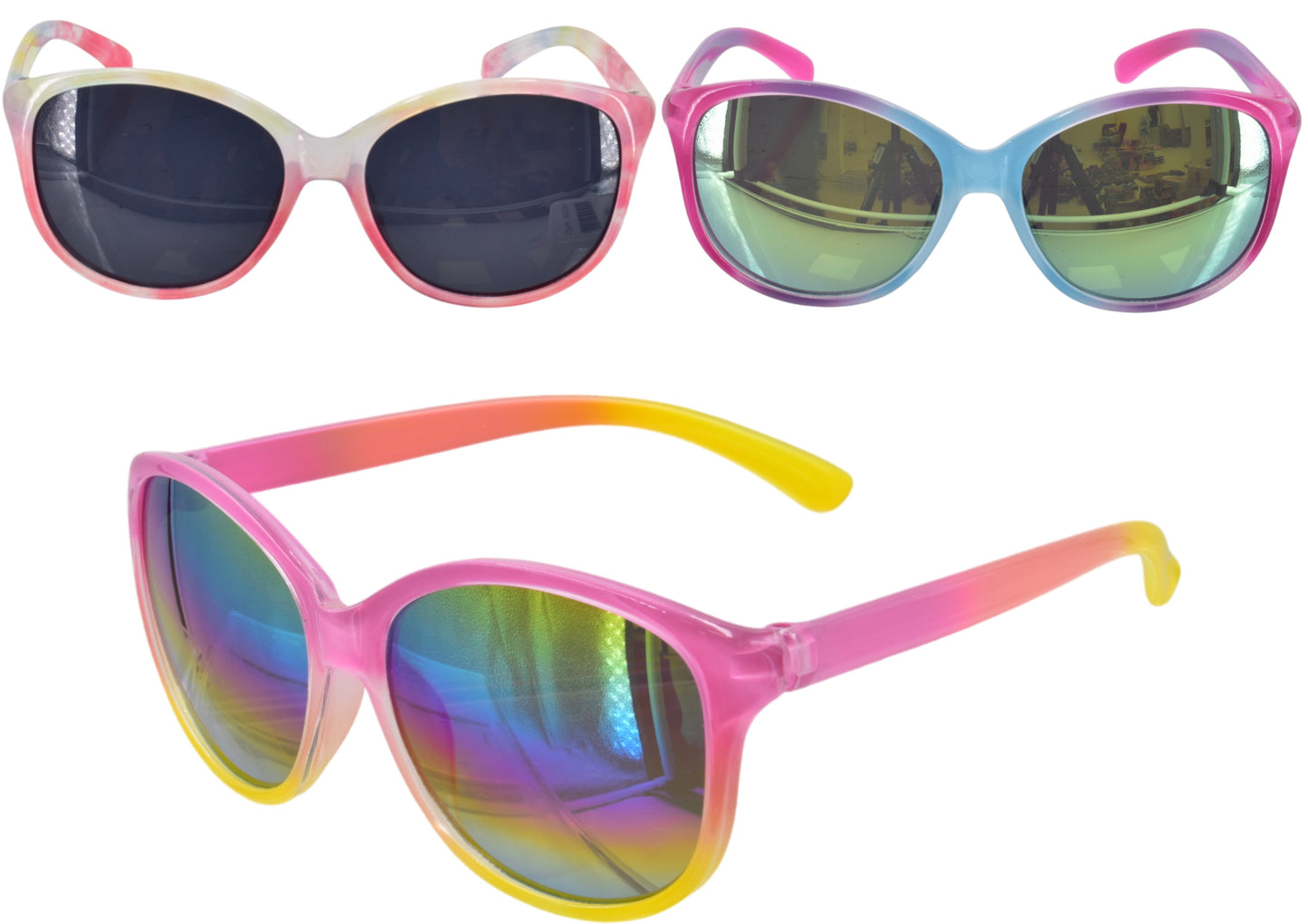 Lunettes de soleil tendance pour filles à monture en plastique (3 assortiments) | Lunettes élégantes pour enfants