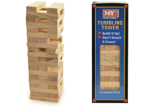 M.Y Wooden Tumbling Tower - Classic Stacking Game for Family Fun