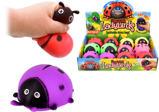 Squishy Ladybirds in Display Box - 6 Assorted | Fun Stress Relief Toys