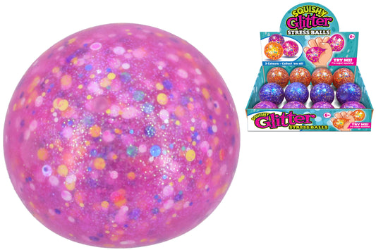 Sparkle and Squeeze Fun: 65mm Squishy Glitter Balls (3 Assorted)