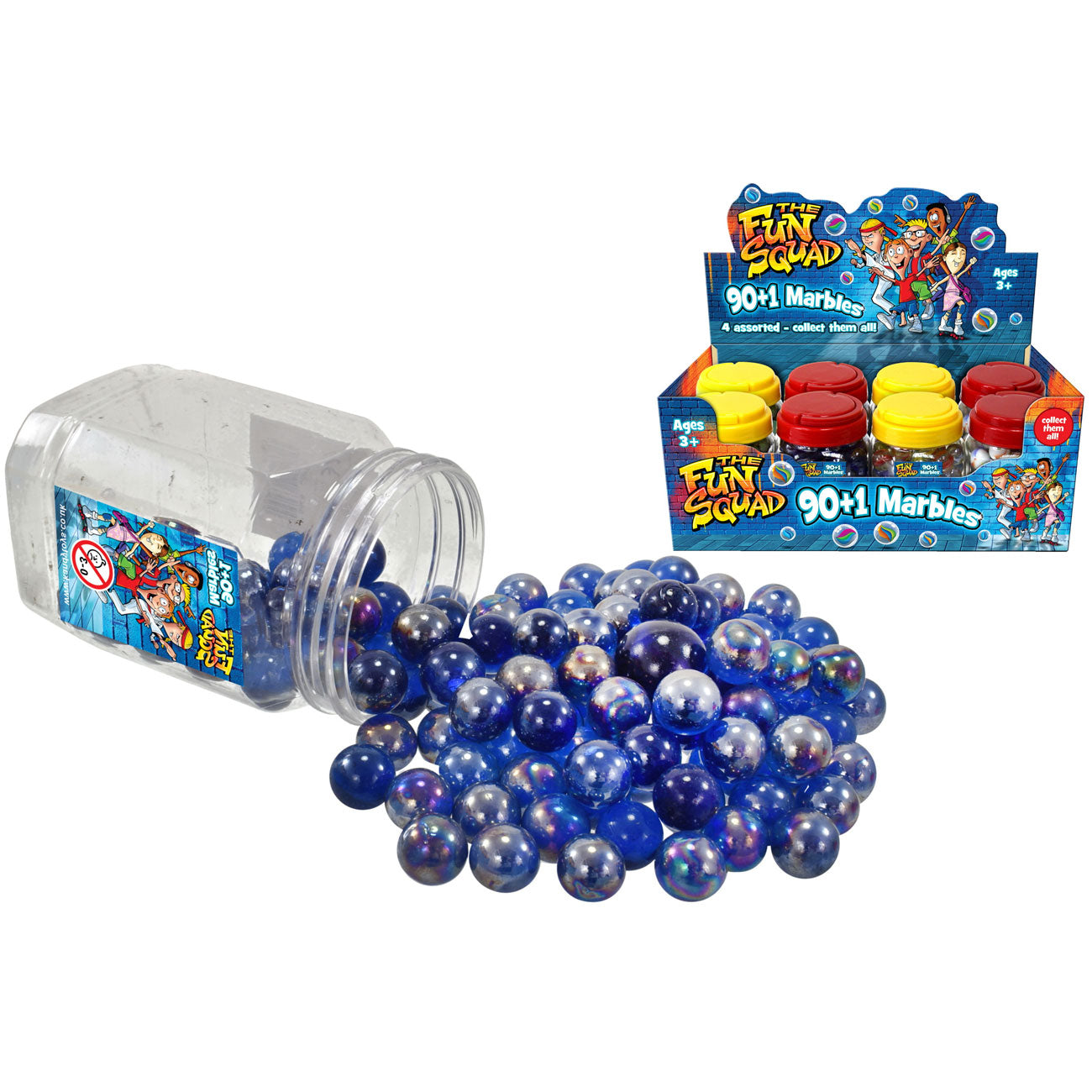 Fun Squad : 90+1 billes dans un pot de transport en PVC – Égayez vos moments de jeu