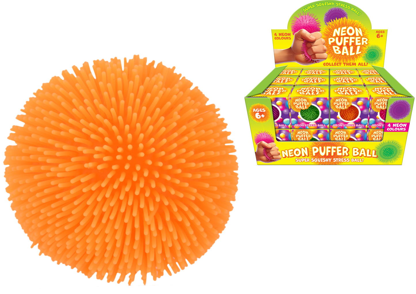 Get Playful with Neon 60mm Spikey Puffer Balls in 4 Vibrant Colors