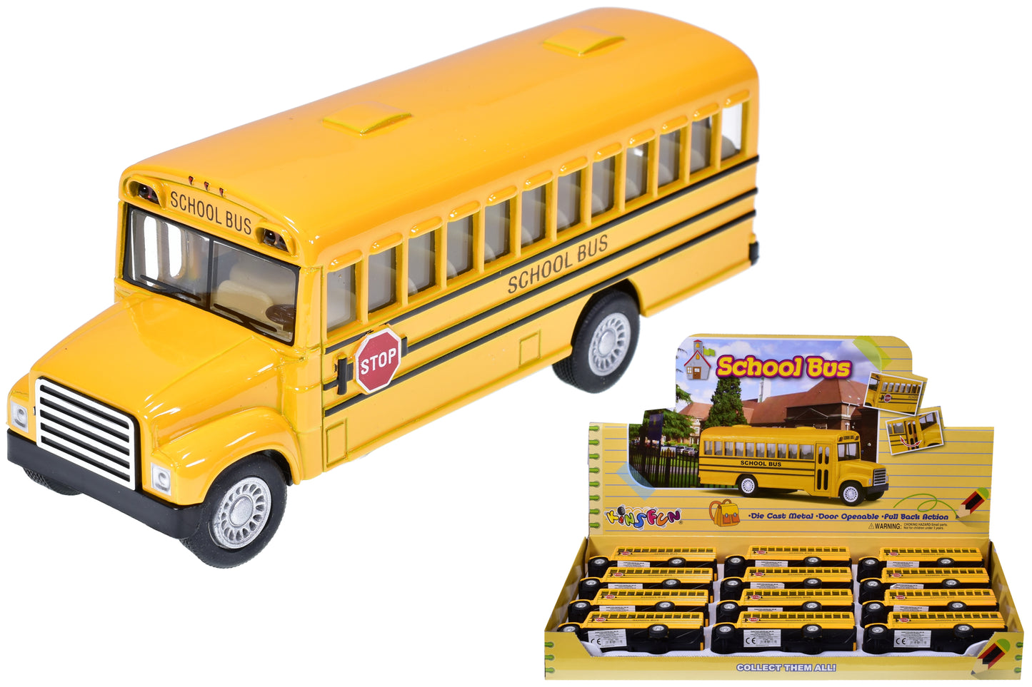 Autobus scolaire à rétrofriction D/C – Amusement éducatif pour enfants