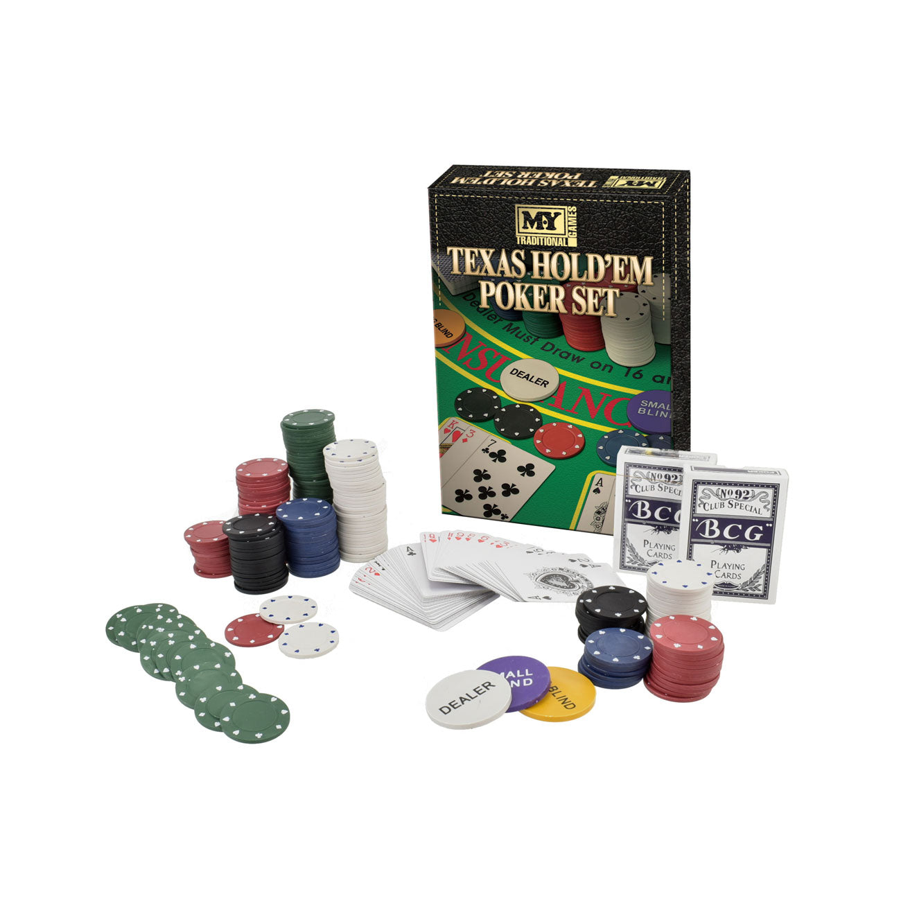 M.Y Ensemble de poker et blackjack Texas Hold'Em – Complet avec boîte couleur