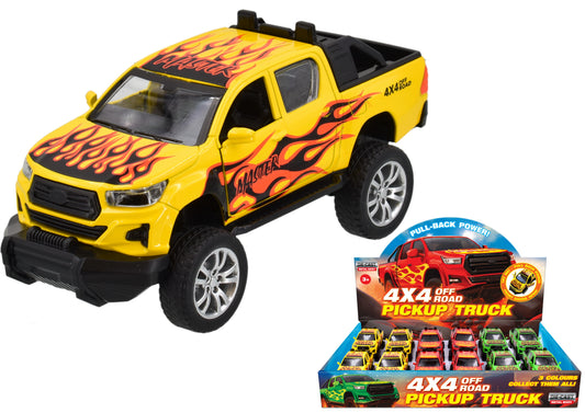 Premium Die Cast 4x4 Flame Pick Up Trucks - Collectible Display Box