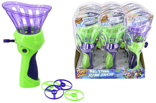Pull String Flying Saucer Toy in Display Box (2 Assorted Colors) | Fun Toy for Kids