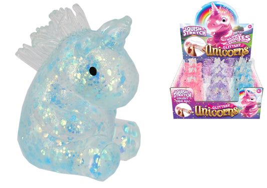 the Sparkly Collection: Stretchy Glitter Unicorns - Set of 3 Assorted Colors | Display Box Included